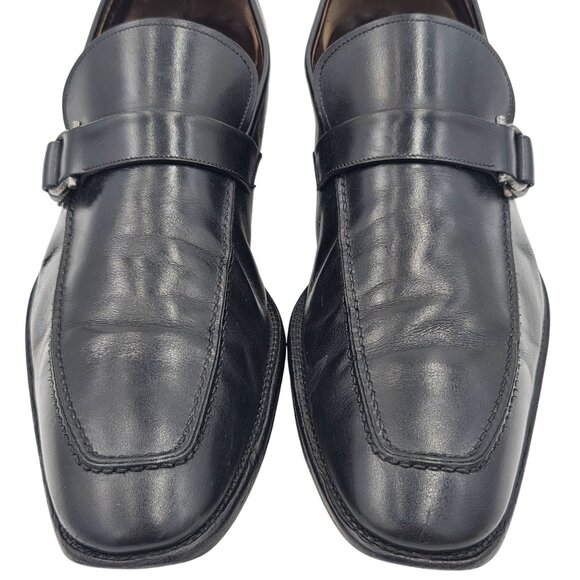 Vintage Salvatore Ferragamo Italy Mens 13D Black Leather Dress Shoes Bit Loafers - Picture 15 of 15